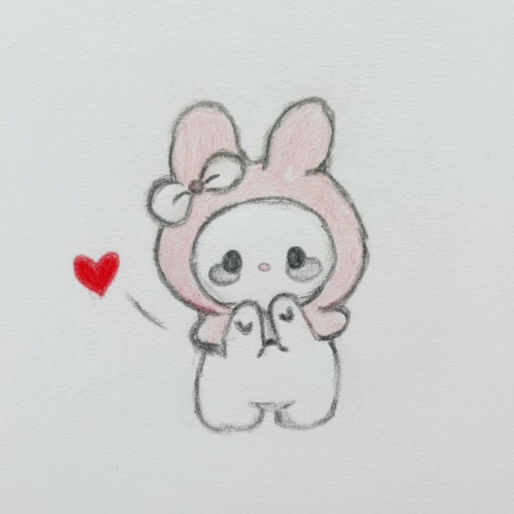 Desenho de coelhinho adorável com coração para colorir