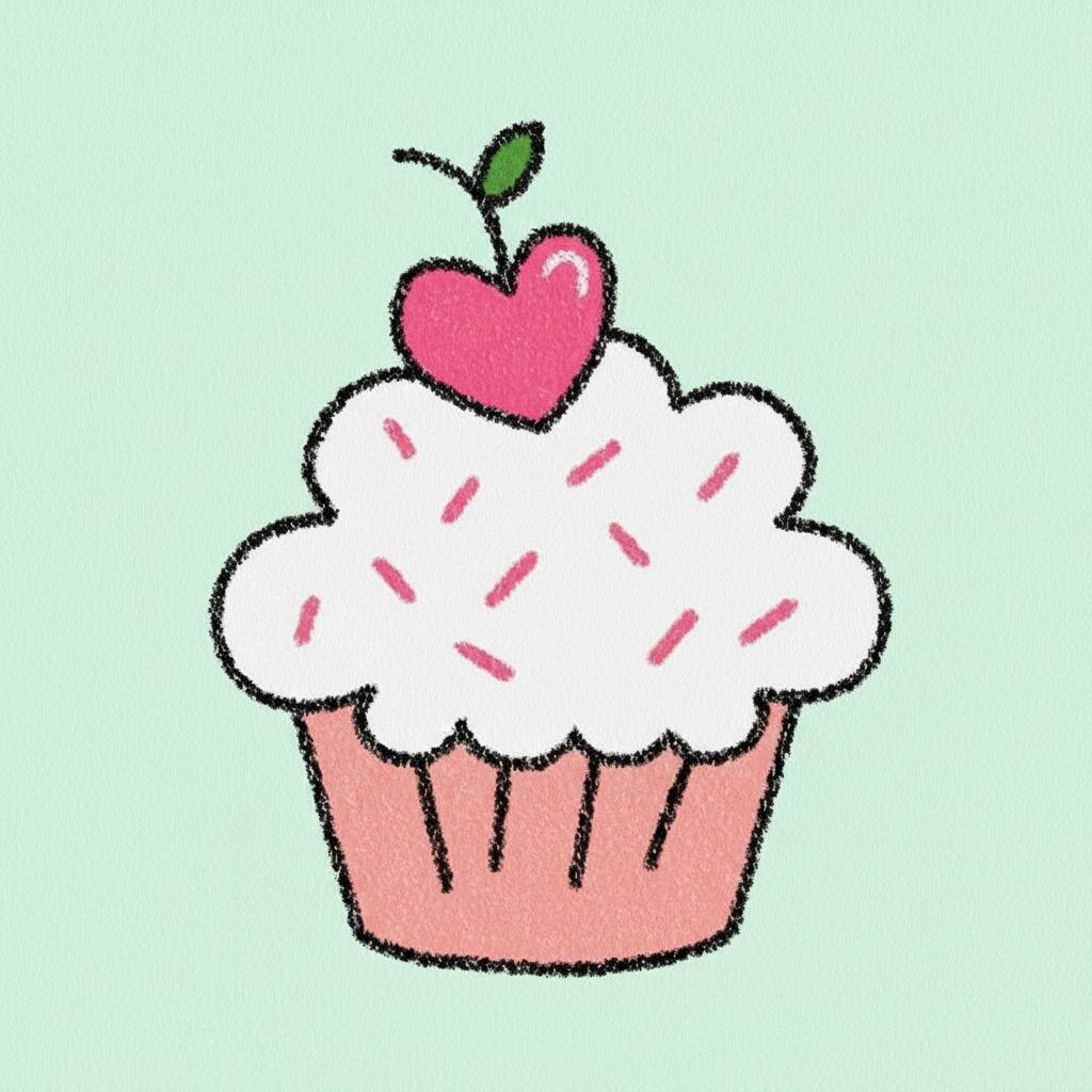 Lindo cupcake con cereza para colorear