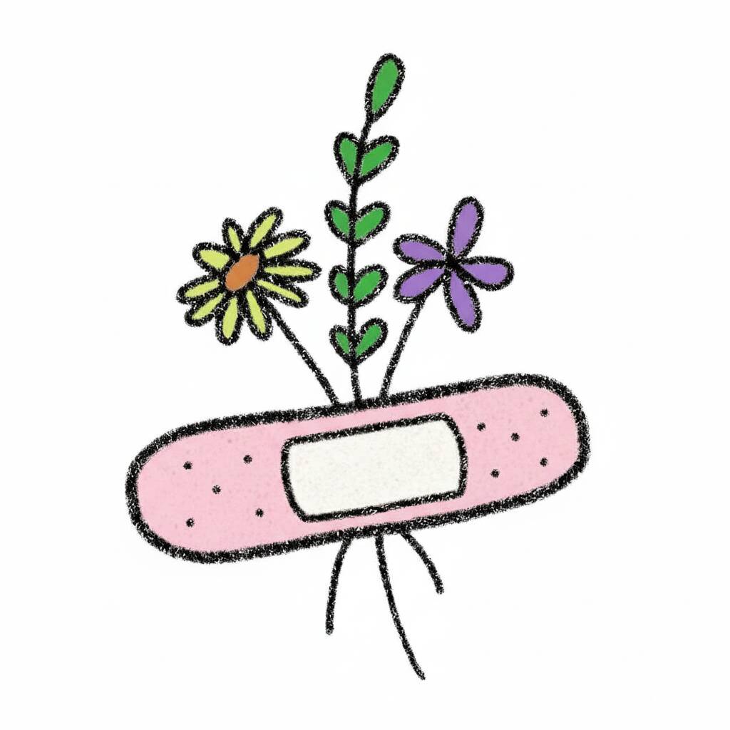 Desenho de curativo com flores para colorir