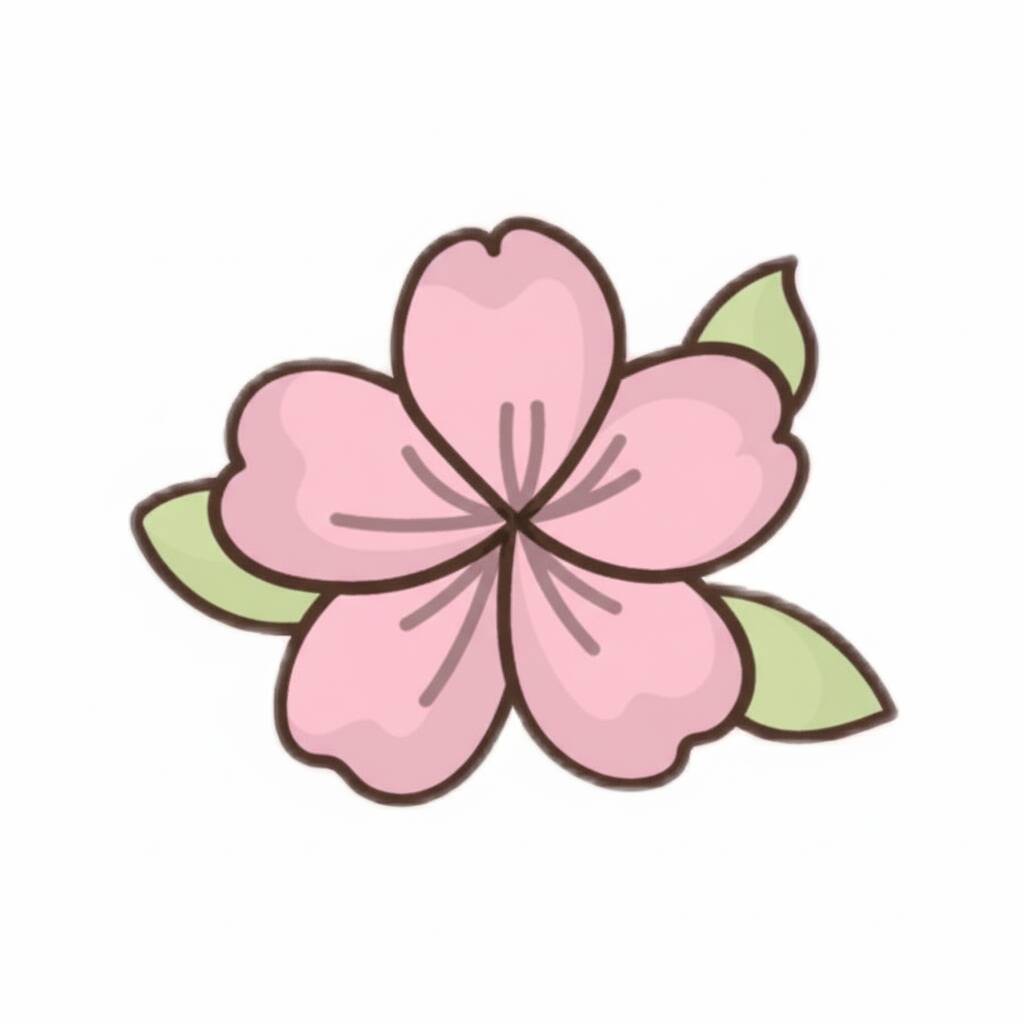 Desenho de flor de cerejeira em estilo doodle para colorir