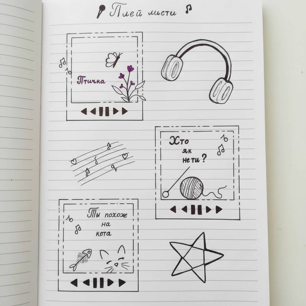 Desenho de fones de ouvido, flores e notas musicais para desenhar