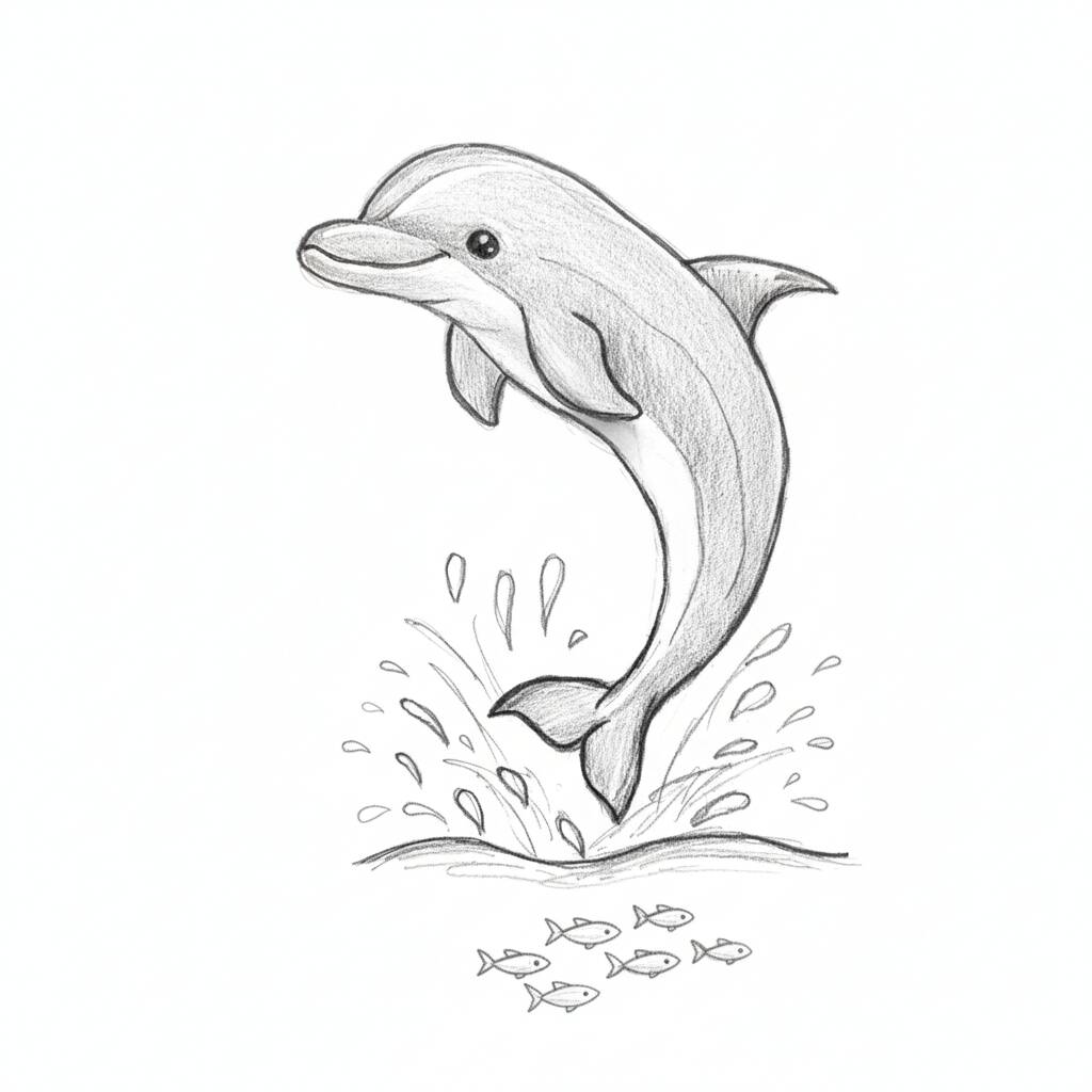Desenho de golfinho saltando sobre a água para colorir