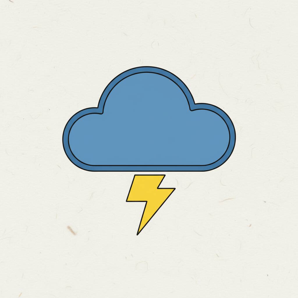 Desenho de nuvem com raio para colorir