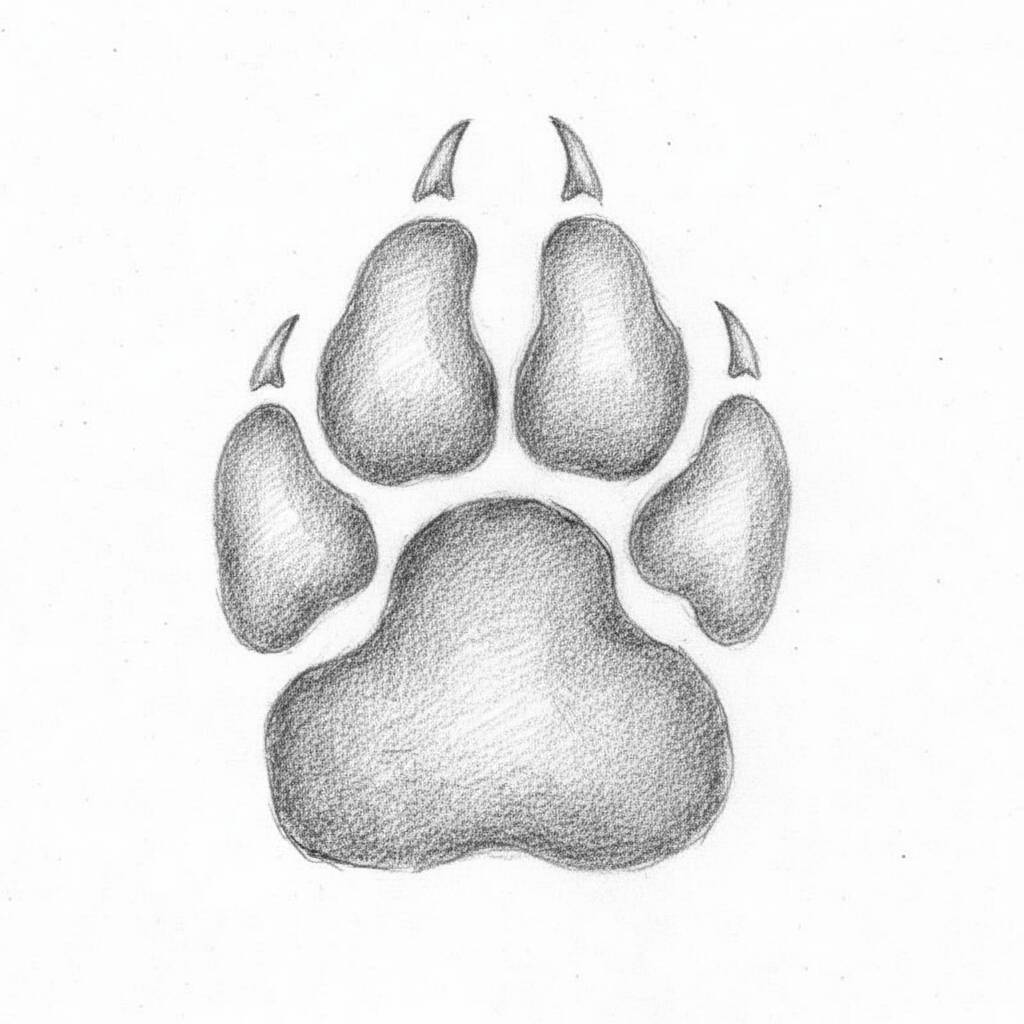 Black and white animal paw coloring page