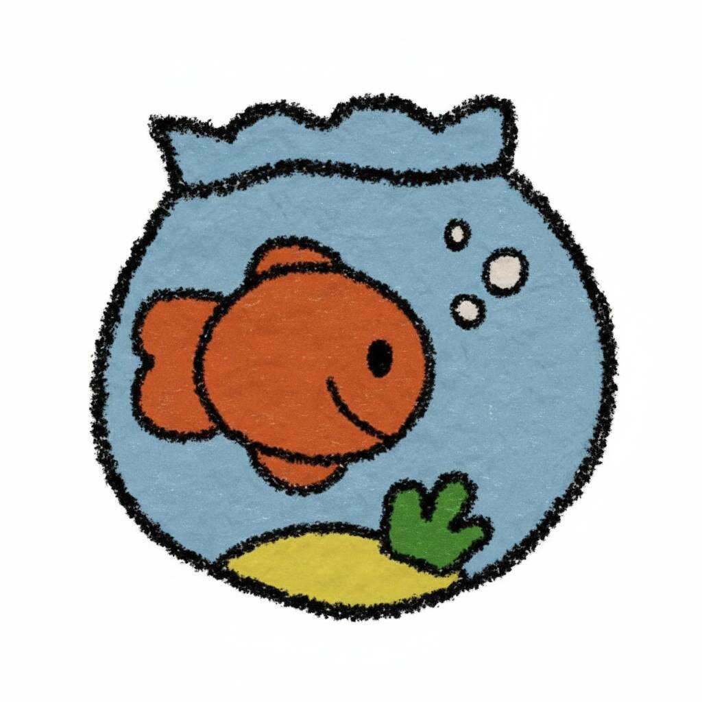 Desenho de peixinho em aquário para colorir