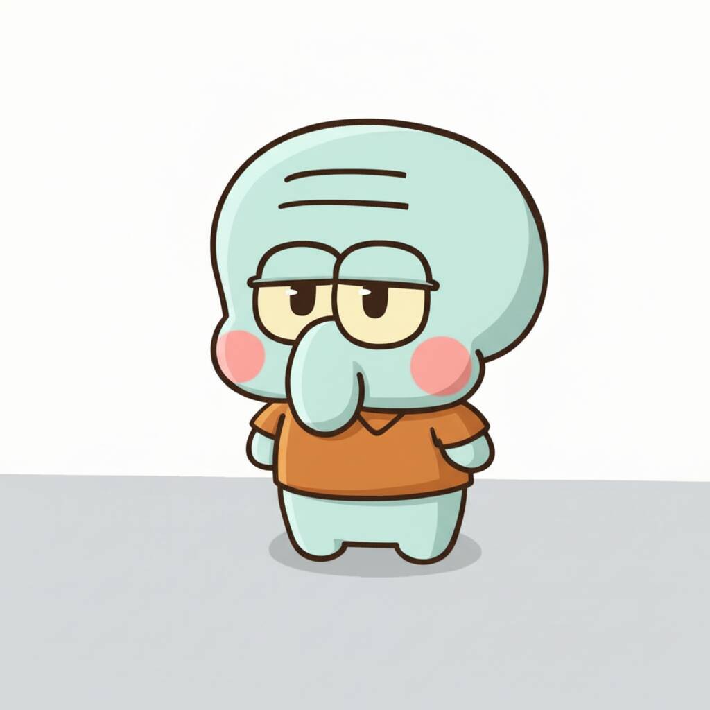 Desenho de personagem divertido com expressão engraçada para colorir