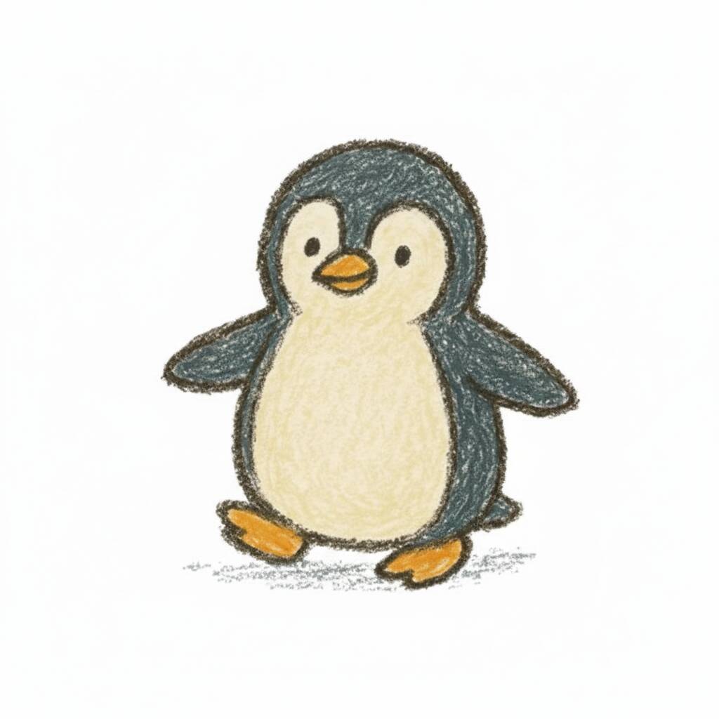 Desenho de pinguim fofo para colorir