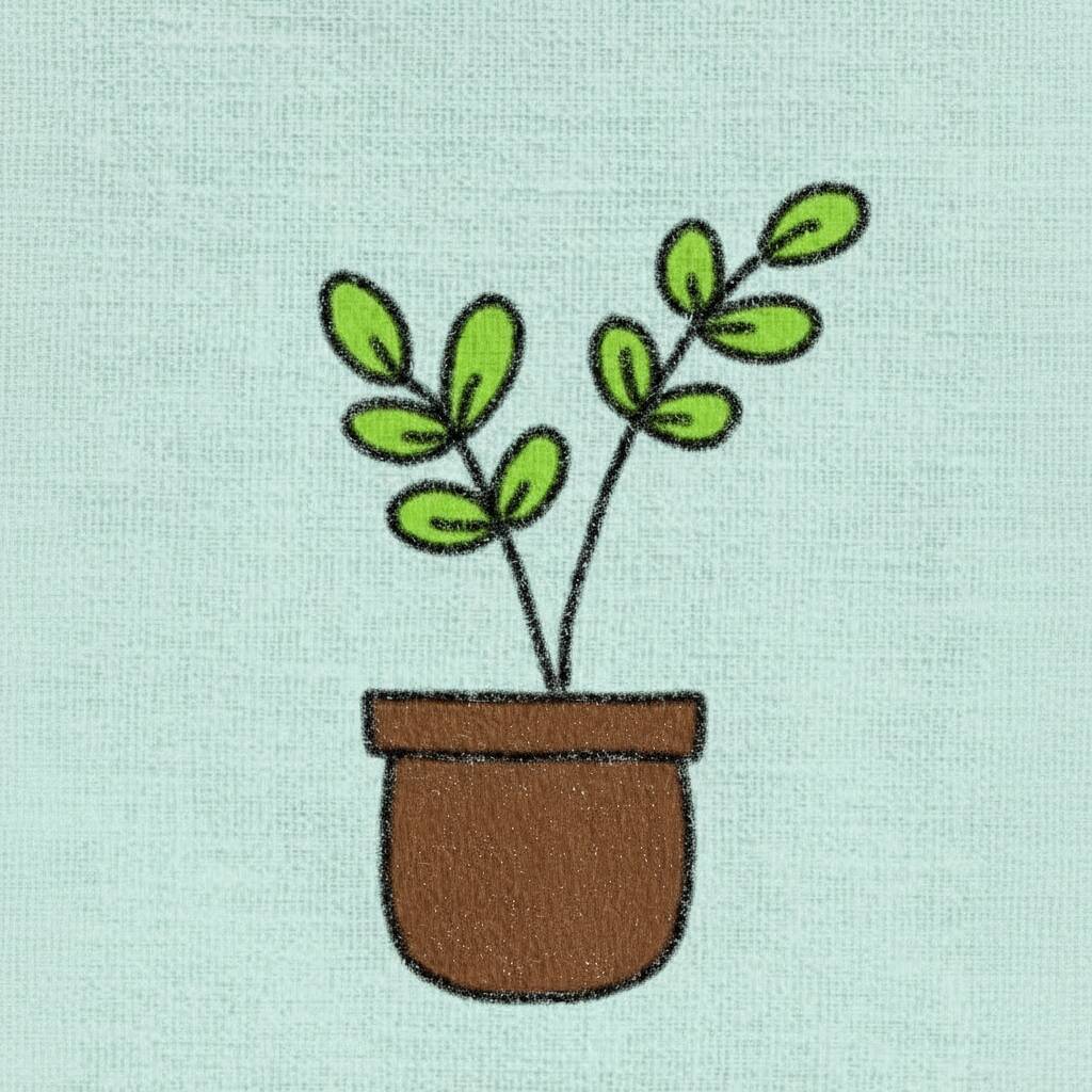 Desenho de planta em vaso para colorir