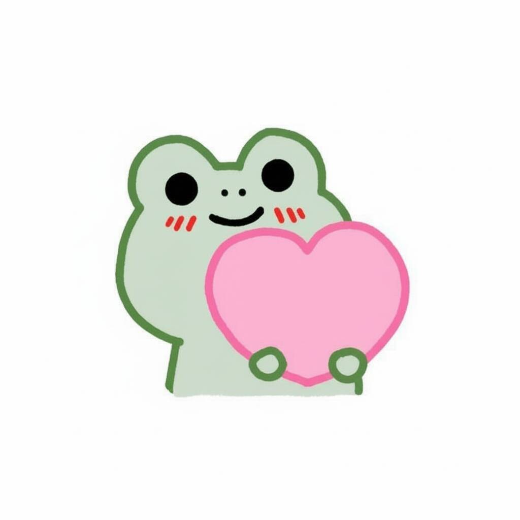 Desenho de sapo fofo segurando um coração