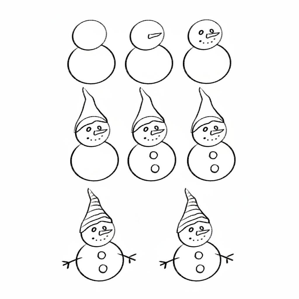 Desenho de um boneco de neve fácil para colorir