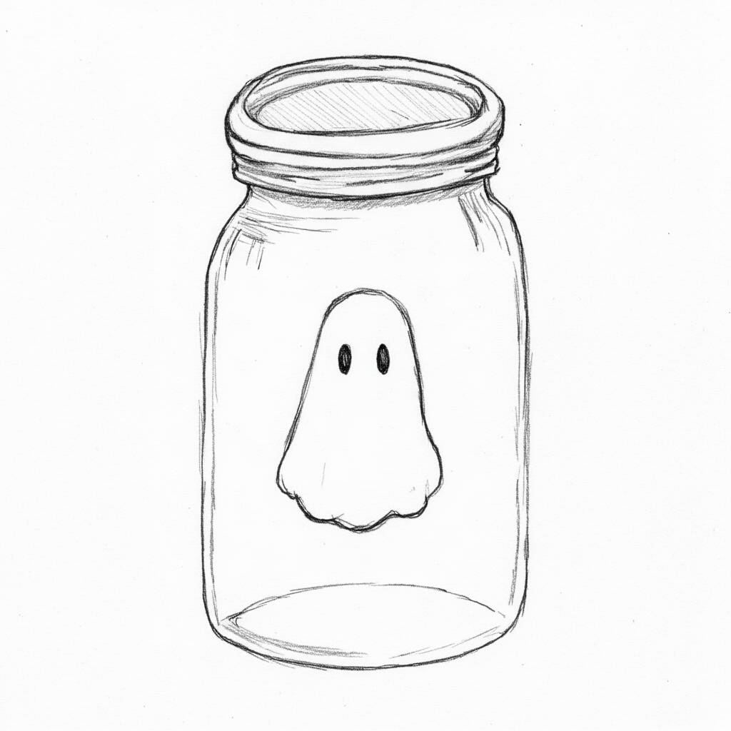 Dibujo de un fantasma dentro de una olla para colorear