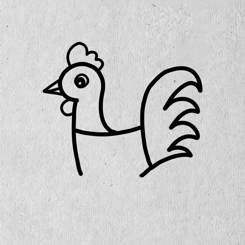 Desenho de um galo simples para colorir