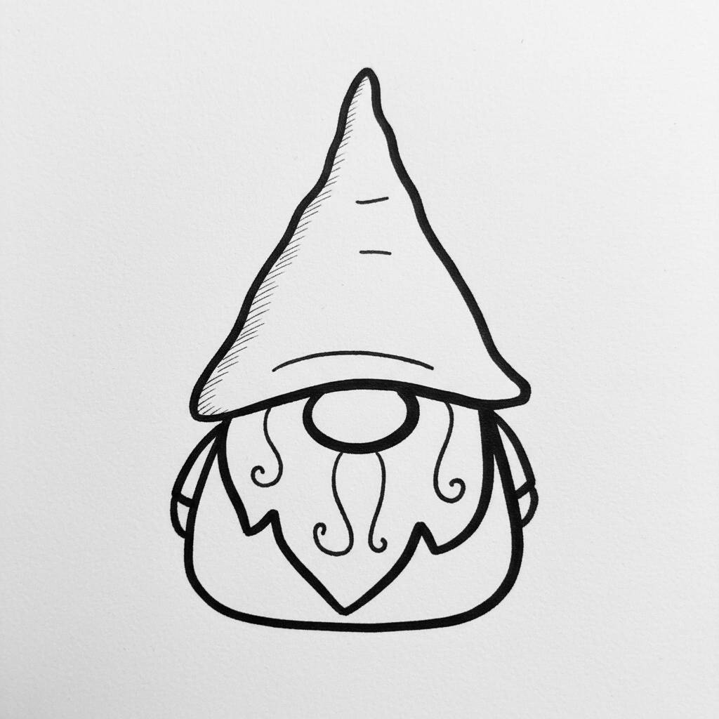 Desenho de um gnomo simpático com chapéu para colorir