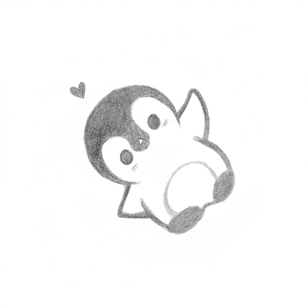 Desenho de um pinguim fofo para colorir