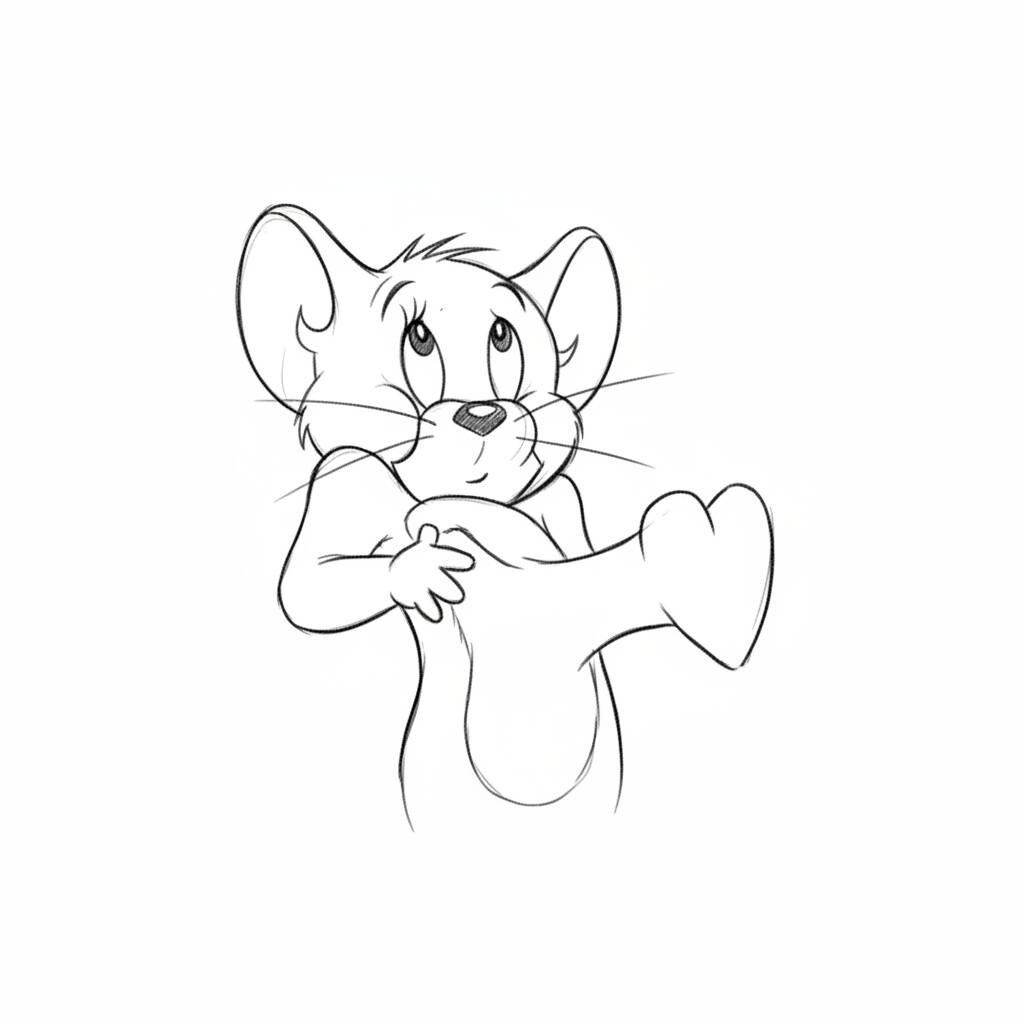 Desenho de um ratinho fofo segurando um coração