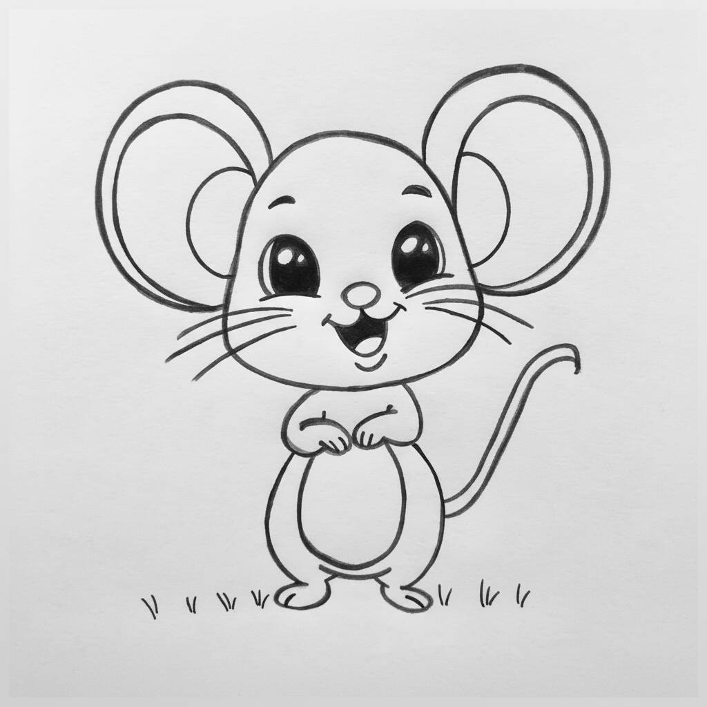 Desenho de um rato fofo para colorir