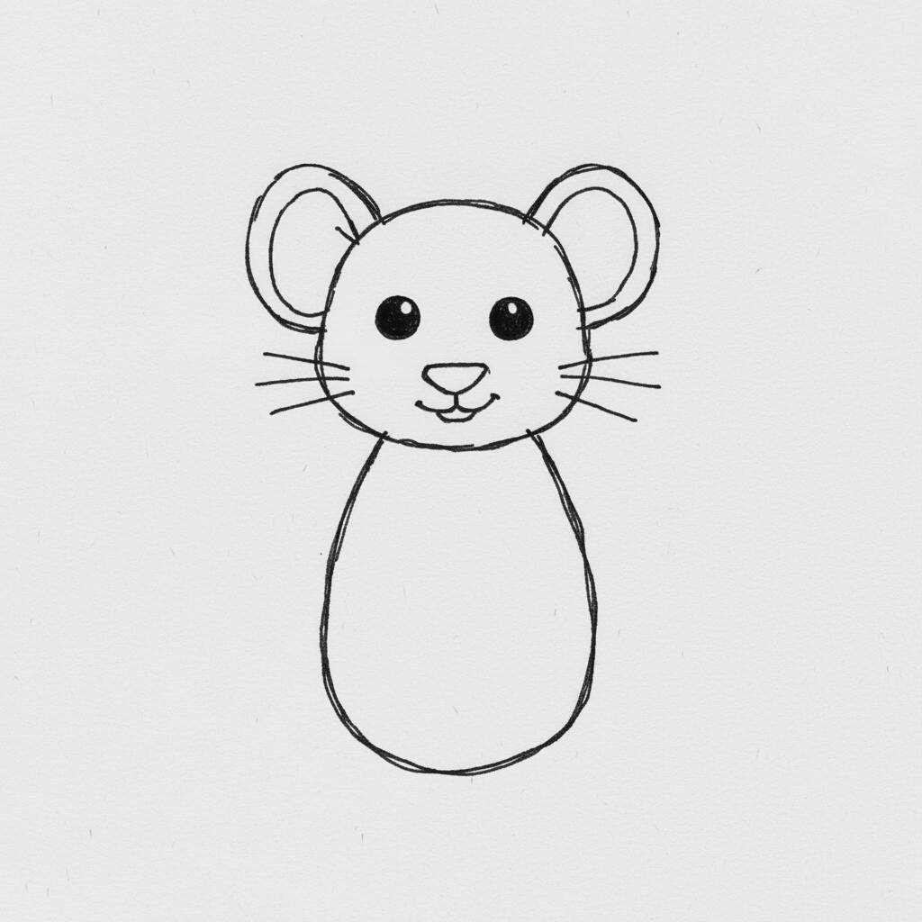 Desenho de um rato fofo para desenhar
