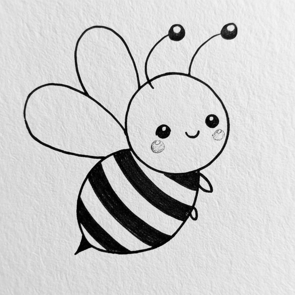 Desenho de uma abelha fofa com listras para colorir