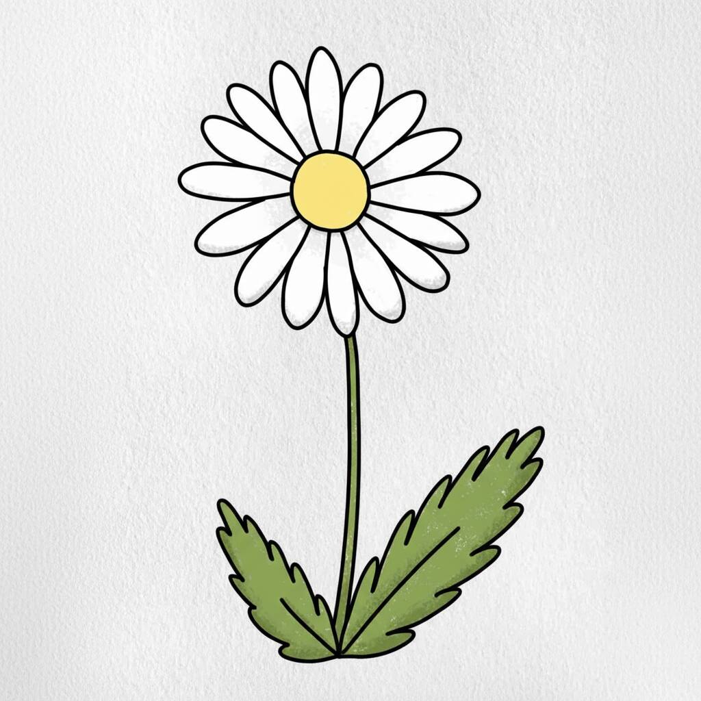 Desenho de uma flor de margarida para colorir