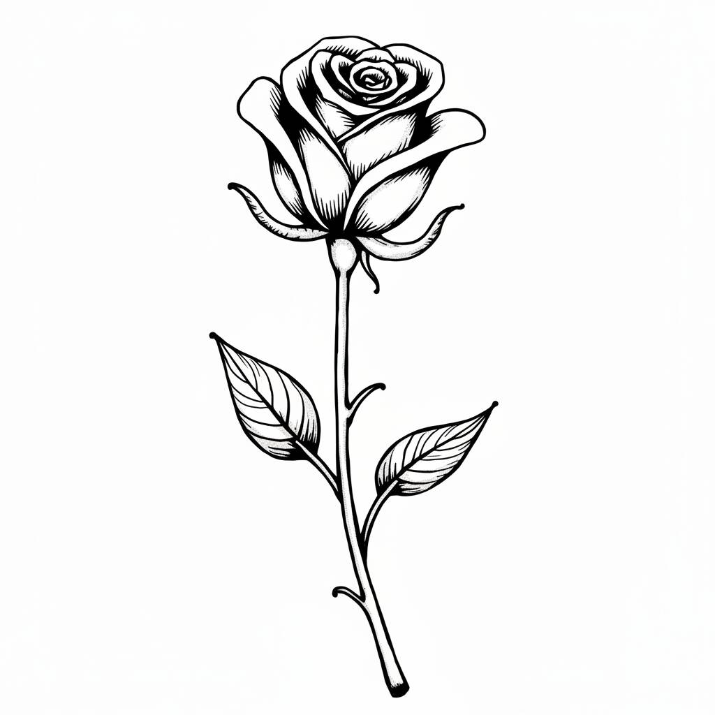Dibujo para colorear de una flor rosa