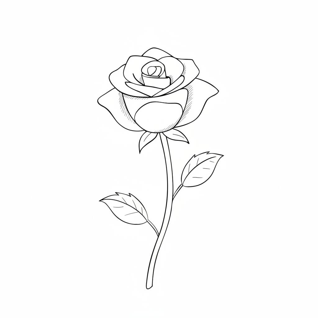 Dibujo para colorear de una flor rosa
