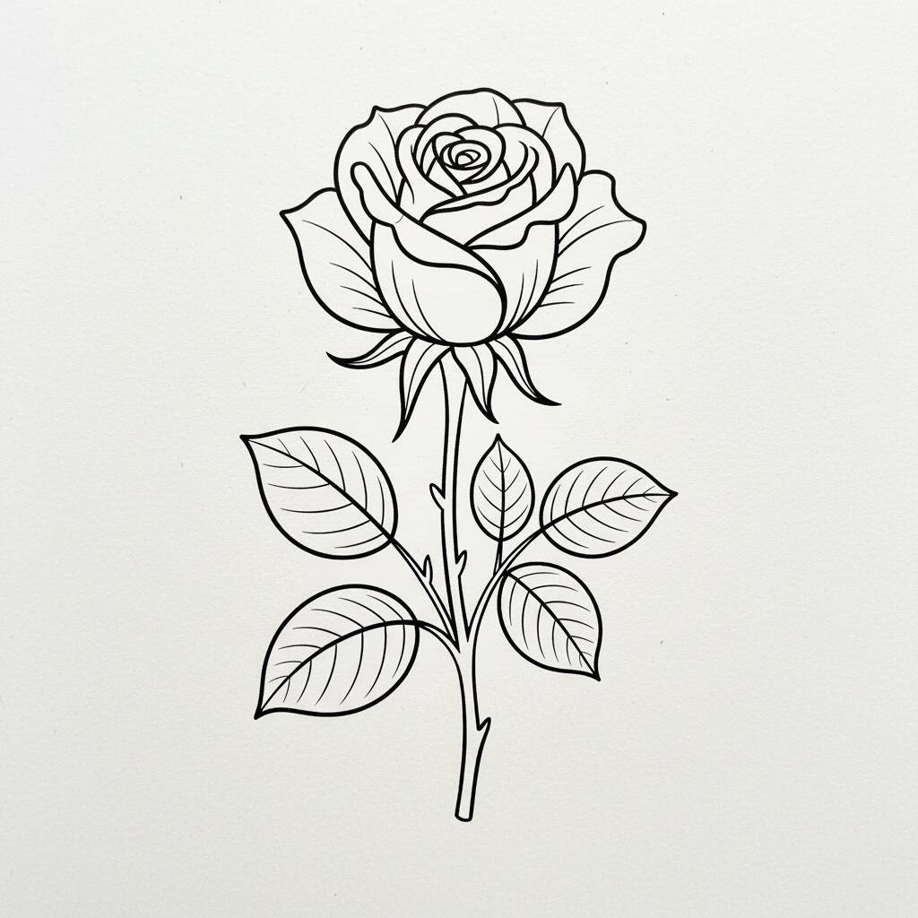 Desenho de uma flor de rosas para colorir