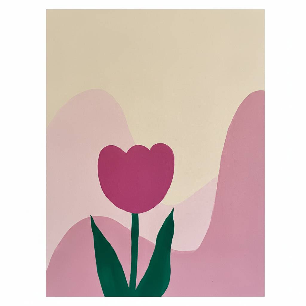 Desenho de uma tulipa estilizada em tons de rosa