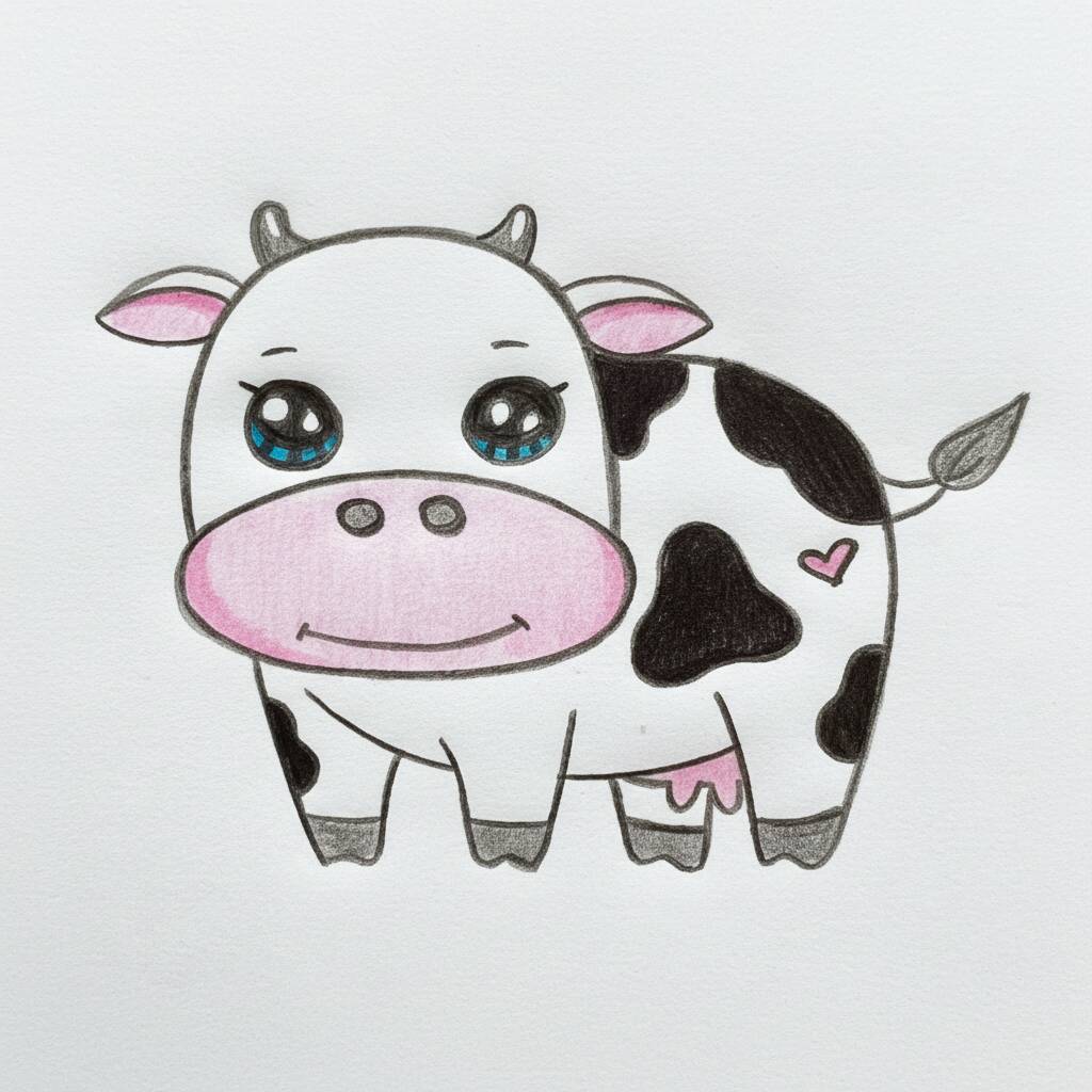 Desenho de uma vaca fofa para colorir