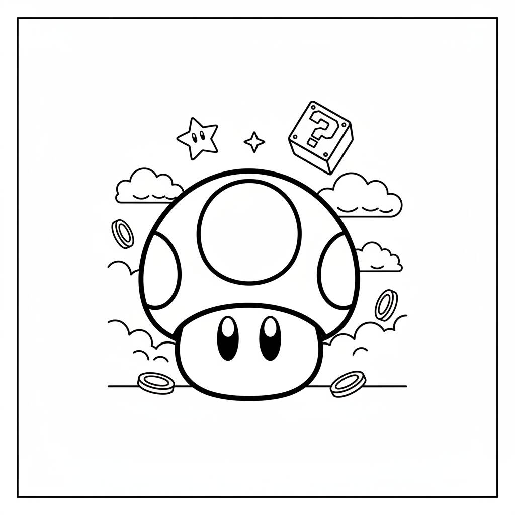 Desenho do Cogumelo do Super Mario para colorir