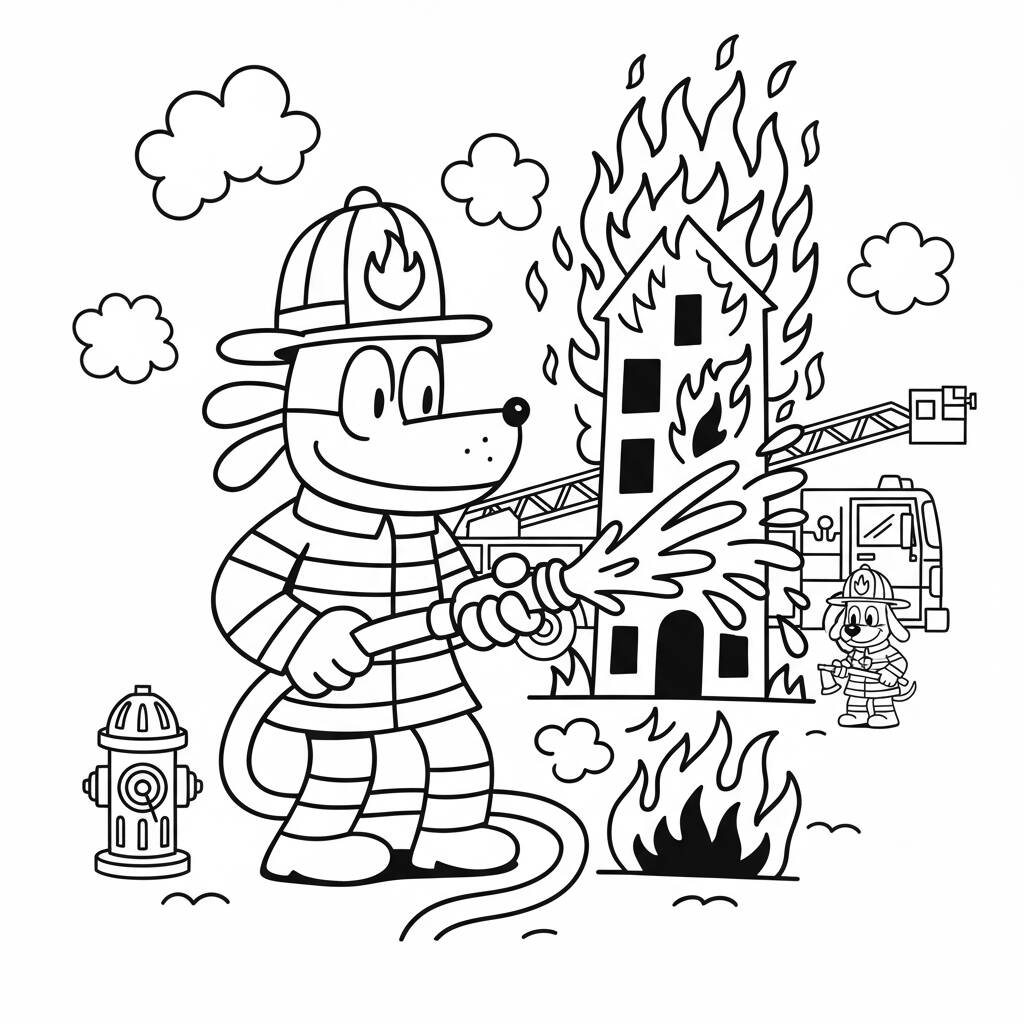 Dibujo de Hombre Perro Bombero para colorear