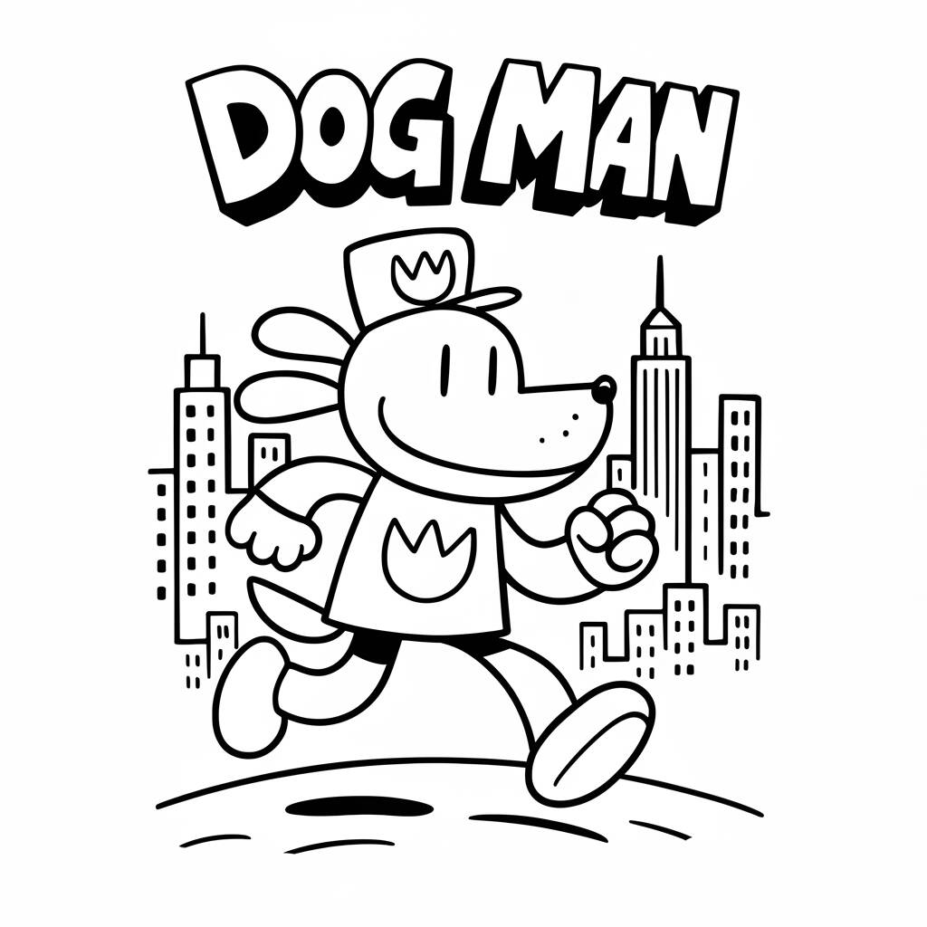 Desenho do Dog Man correndo para colorir
