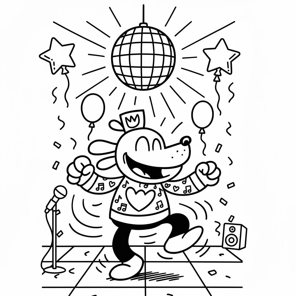 Dibujo de Hombre Perro bailando para colorear