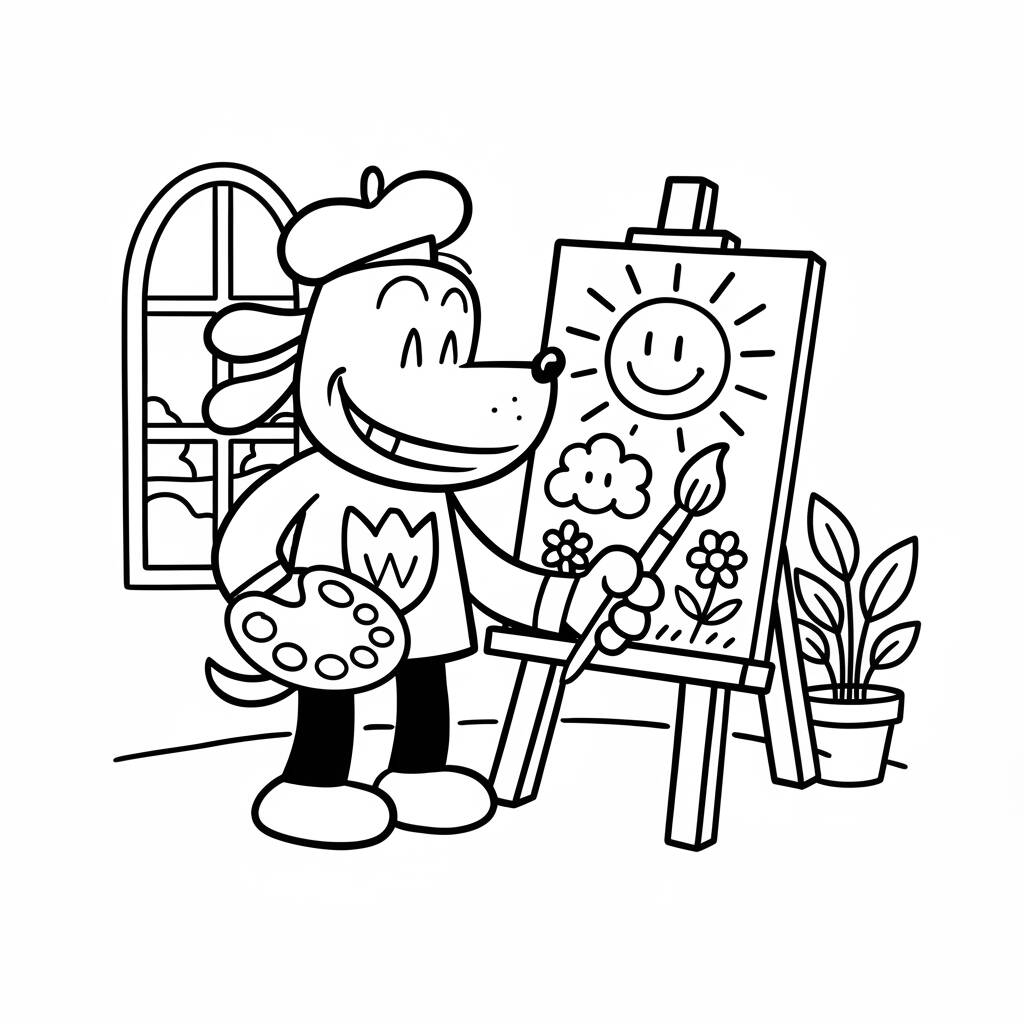 Desenho do Dog Man pintando para colorir