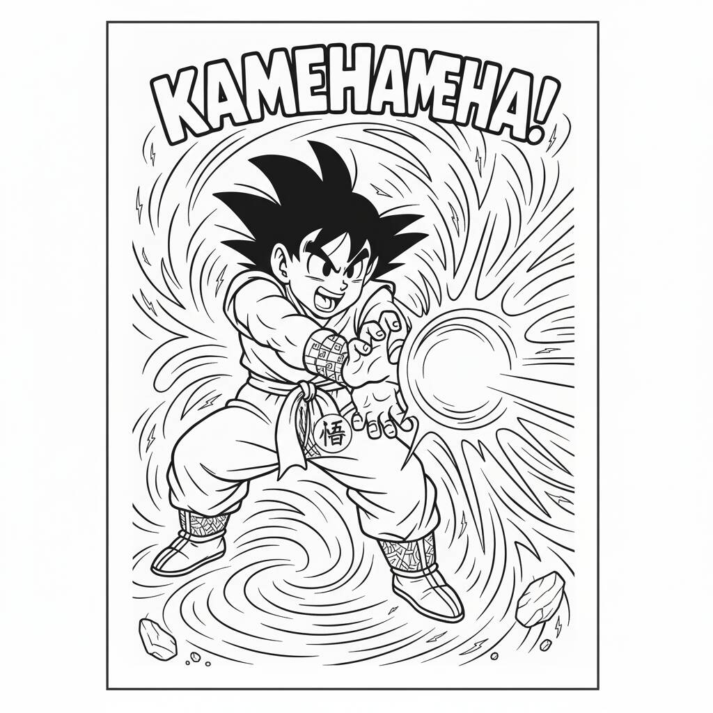 Desenho do Goku Kamehameha para colorir