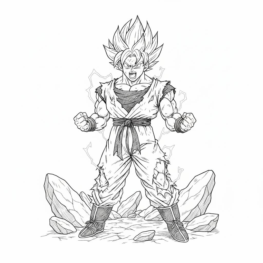 Desenho do Goku Super Saiyajin para colorir