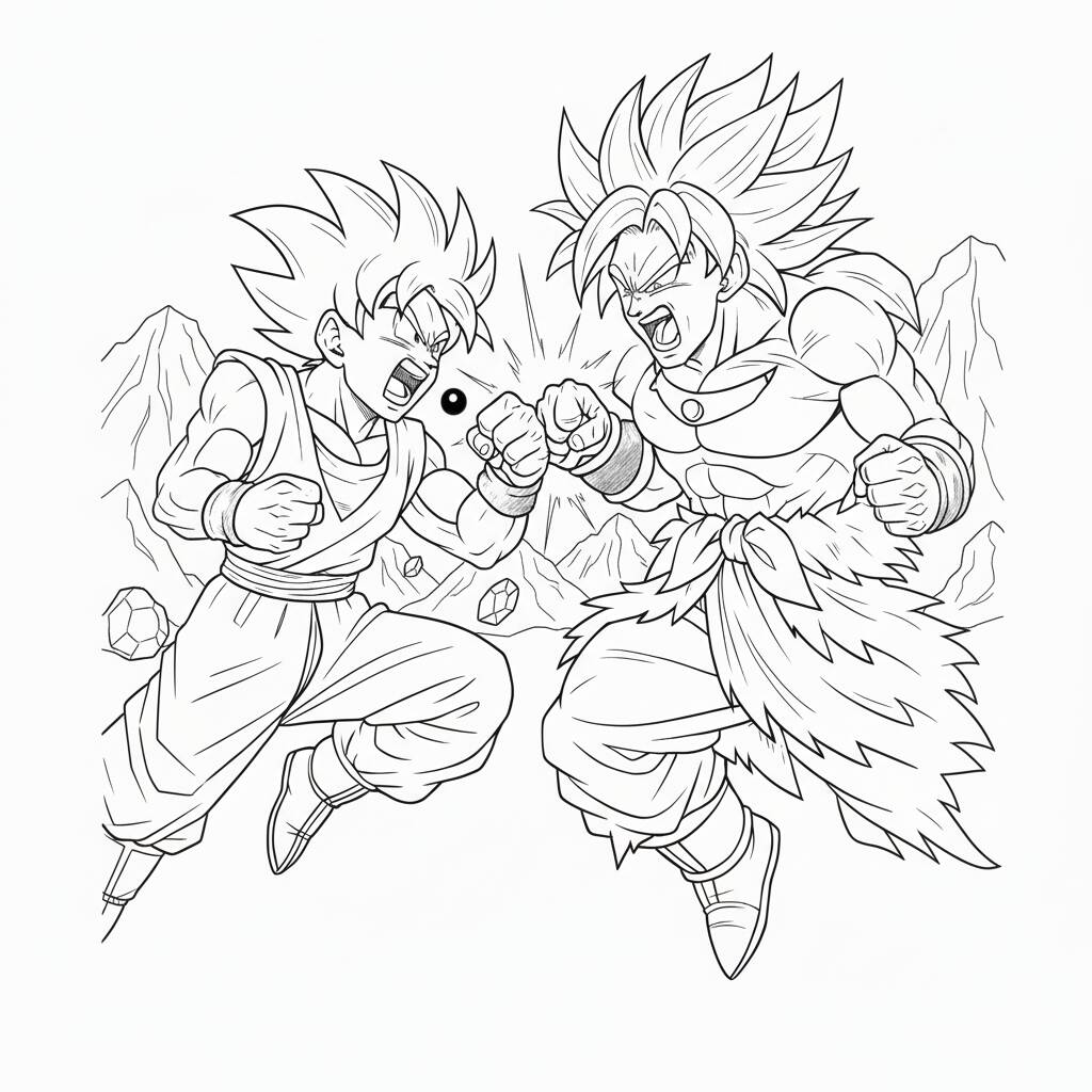 Dibujo de Goku y Broly para colorear