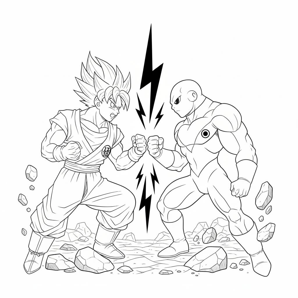 Desenho do Goku e Jiren para colorir
