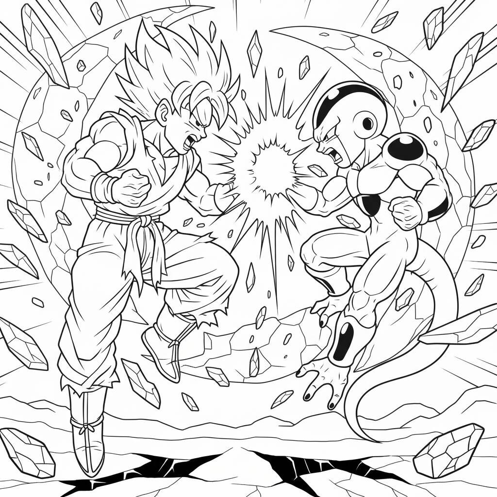 Goku fighting Frieza coloring page