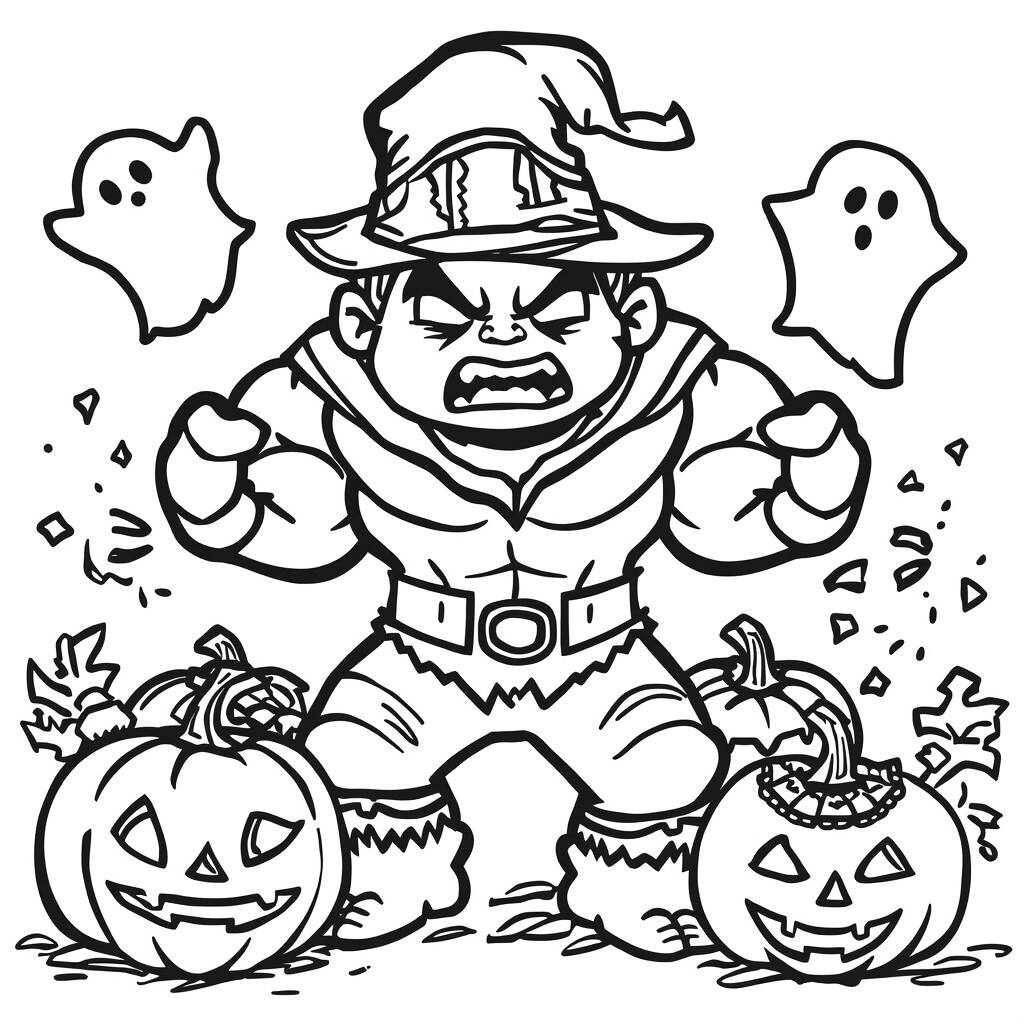 Desenho do Hulk e Halloween para Colorir