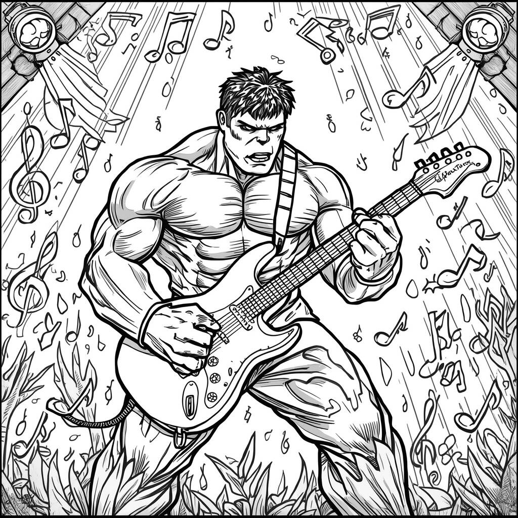 Desenho do Hulk e a Música para Colorir