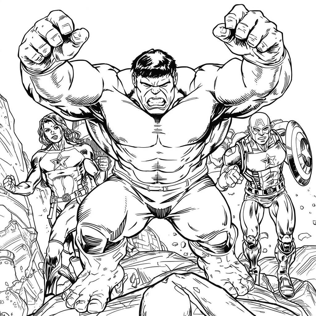 Hulk and the Avengers Coloring Page