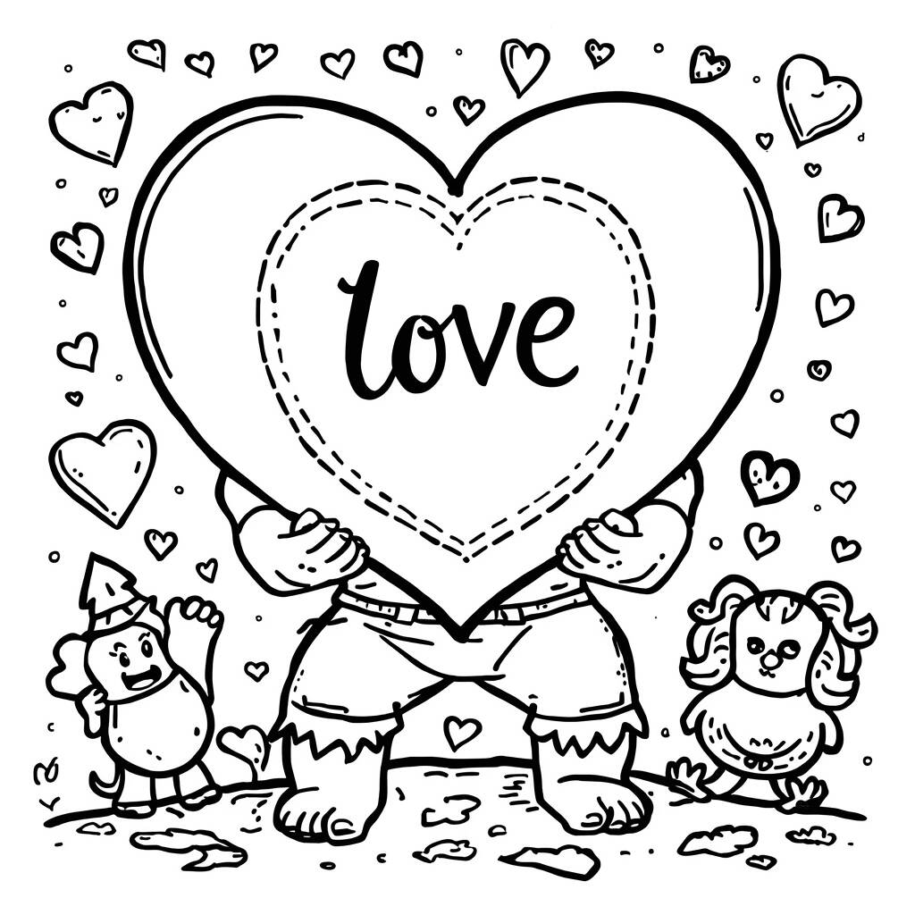 Desenho do Hulk e o Dia dos Namorados para Colorir