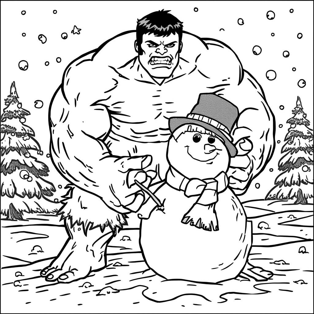 Hulk and Winter Coloring Page