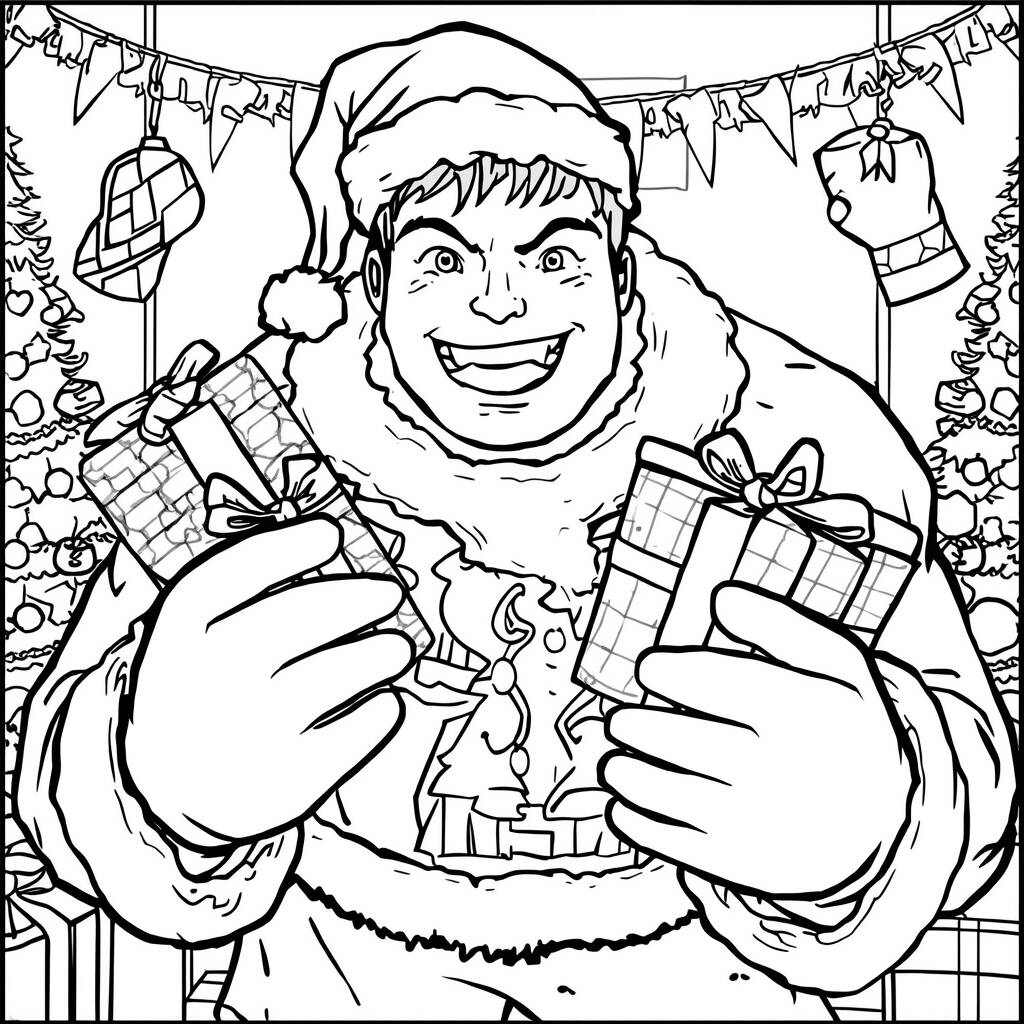 Desenho do Hulk e o Natal para Colorir
