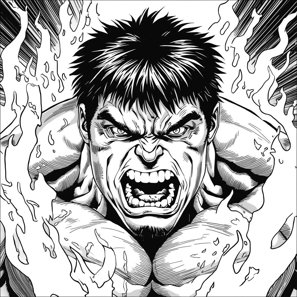 Desenho do Hulk e sua Raiva para Colorir