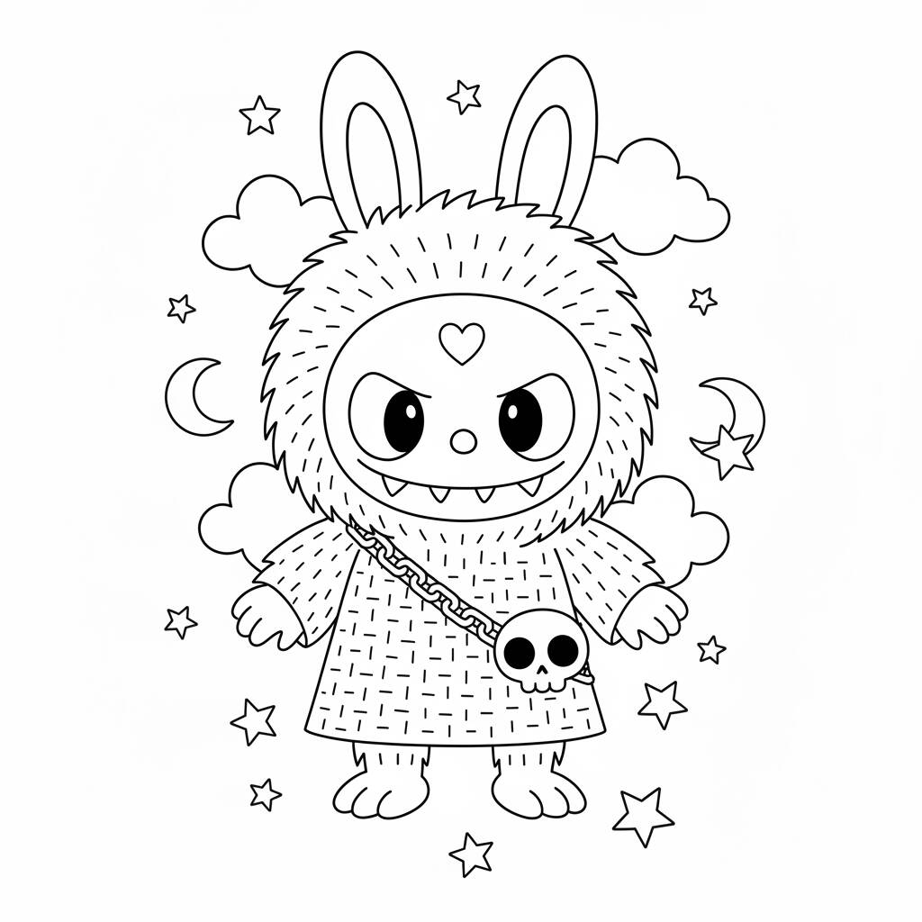 Desenho do Labubu assustador para colorir