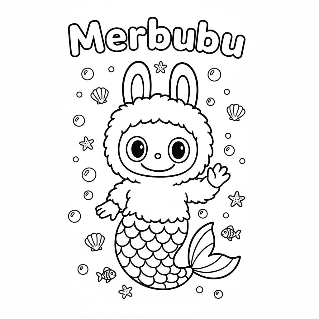 Desenho do Labubu sereia para colorir