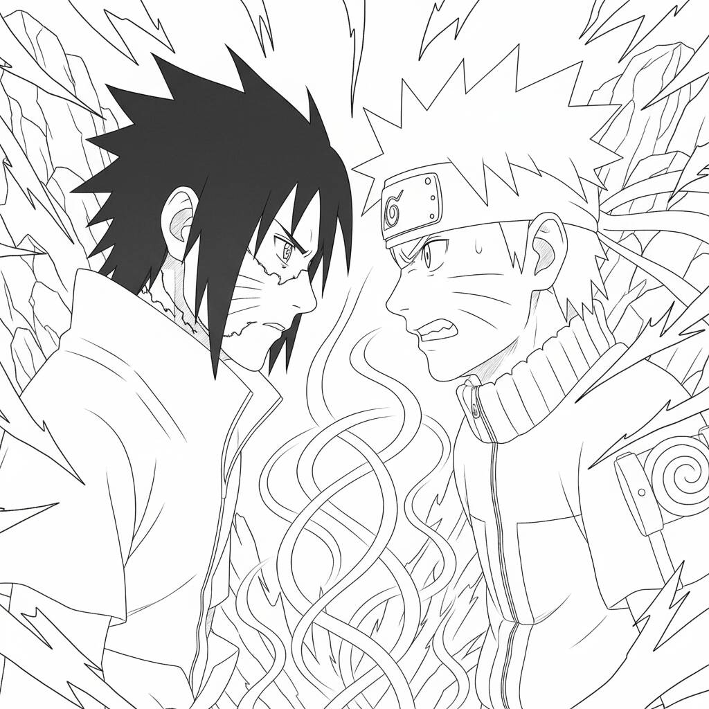 Desenho do Naruto e Sasuke para colorir