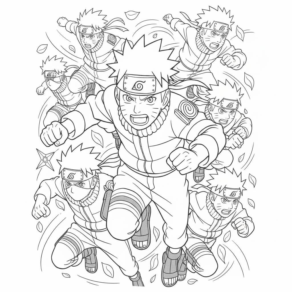 Naruto in action coloring page