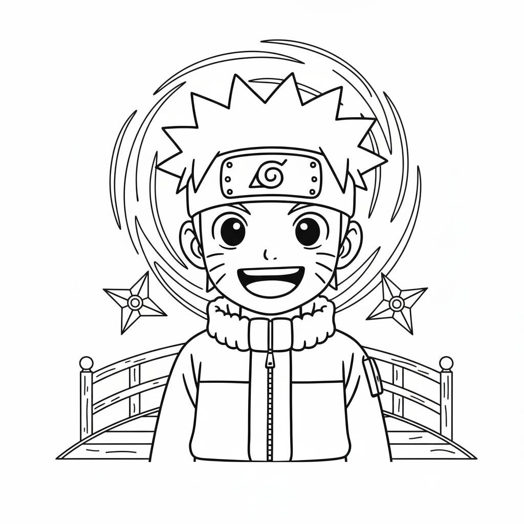 Desenho do Naruto sorrindo para colorir